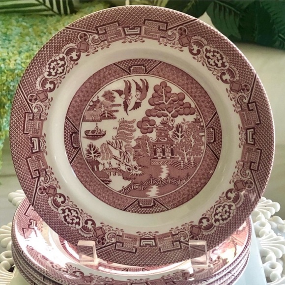 Vintage! 1) Pink Willow Salad Plates By Woods & Sons England - Picture 1 of 5